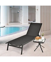 Inolait Outdoor Reclining Chaise Lounge Chair with 6-Position Adjustable Back