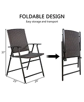 Sugift Set of 4 Rattan Folding Chairs