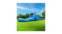 Xjump Commercial Grade 45' Tropical Wet/Dry Obstacle with dual lane slide and deep pool