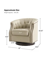 Hulala Home Ralph Traditional Chesterfield Rocker and Swivel Genuine Leather Chair