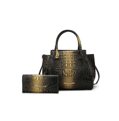 Mkf Collection Bently Croc-Embossed Tote & Wallet Set by Mia K.