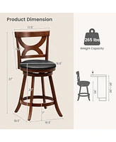 Sugift Swivel Bar Stools Set of 2 with Soft Cushion and Elegant Hollow Backrest