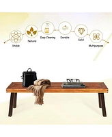 Sugift Set of 2 Patio Acacia Wood Dining Benches