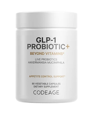 Codeage Glp-1 Probiotic+ - Live Probiotics Akkermansia, Clostridium, Bifidobacterium, Chicory Inulin Probiotic, Prebiotics & Postbiotics Supplement