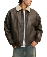 Cotton On Men's Artificial Leather Flight Jacket