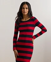 Lauren Ralph Women's Striped Cotton-Blend Ribbed Dress