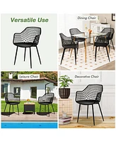Sugift Set of 4 Heavy Duty Modern Dining Chair with Airy Hollow Backrest