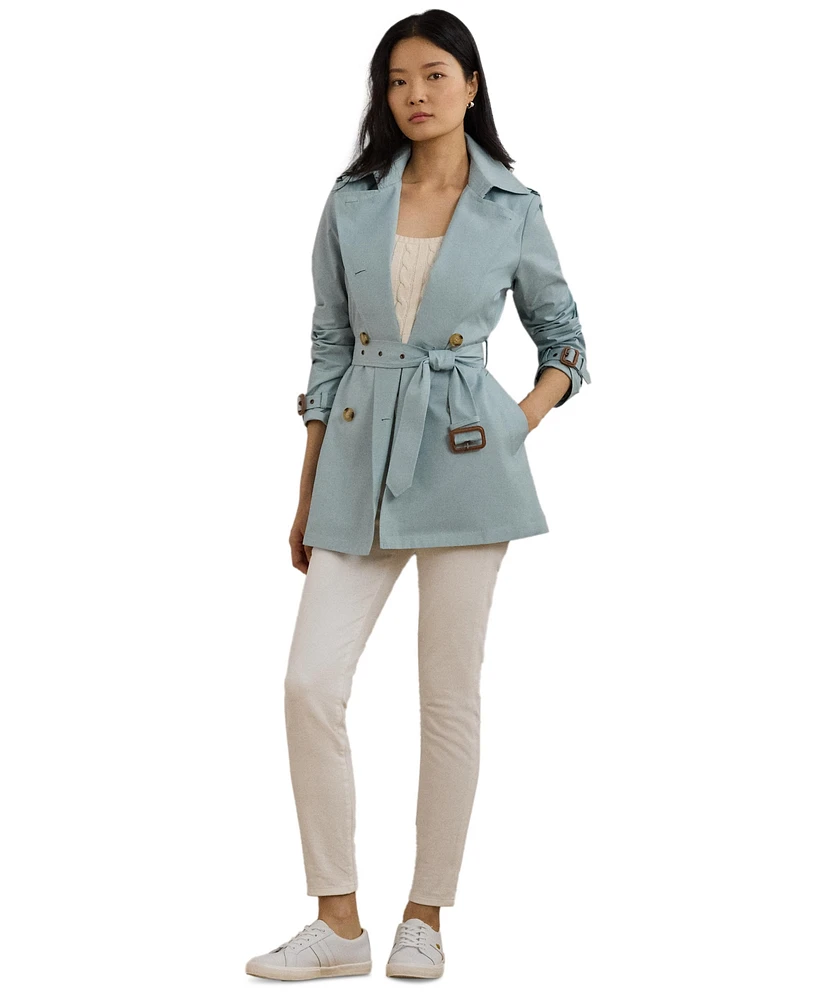 Lauren Ralph Women's Short Double-Breasted Belted Trench Coat