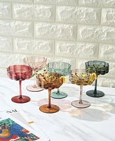The Wine Savant Martini and Champagne Flower Classic Wavy Glass Coupes, Set of 6
