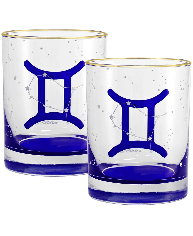 Culver Pisces Zodiac Double Old-Fashioned Glass, Set of 2