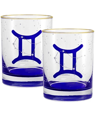 Culver Pisces Zodiac Double Old-Fashioned Glass, Set of 2