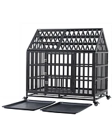 Slickblue Heavy-Duty Dog Cage with Roof for Secure Pet Containment