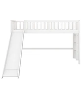 Slickblue Twin Size Low Loft Bed with Ladder and Slide Fun Space-Saving Solution for Kids