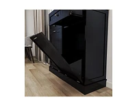 Slickblue Black Kitchen Trash Cabinet - Two Drawers & Tilt-Out Trash Compartment