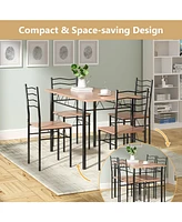 Sugift 5 Pieces Wood Metal Dining Table Set with 4 Chairs