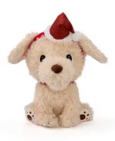 Geoffrey's Toy Box 10" Golden Retriever with Christmas Hat Plush Toy