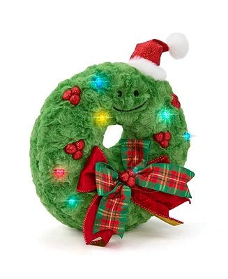 Geoffrey's Toy Box Star Brights 12" Led Light-Up Plush Holiday Wreath Toy, Created for Macy's