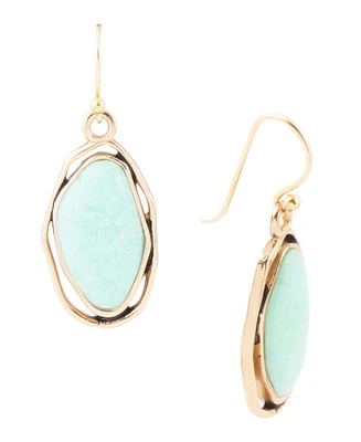 Barse Drop Genuine Green Chrysoprase Abstract Earrings