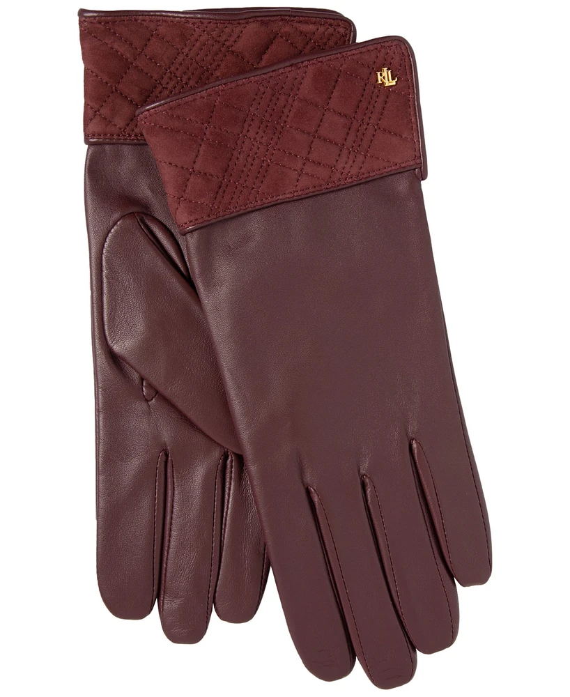 Lauren Ralph Lauren Suede Plaid Cuff Gloves