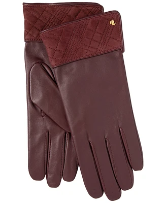 Lauren Ralph Lauren Suede Plaid Cuff Gloves