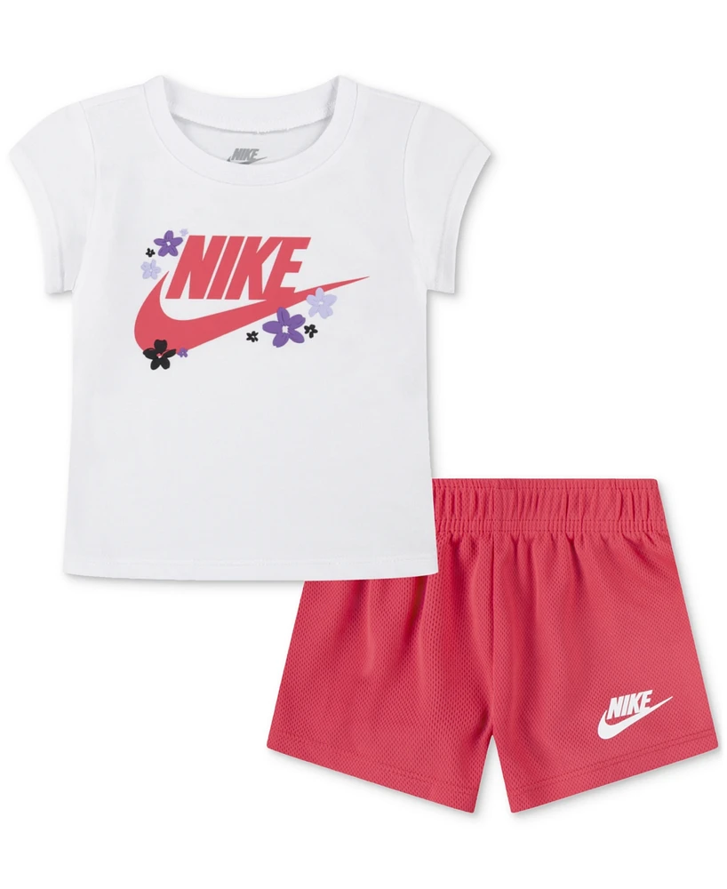 Nike Baby Logo T-Shirt & Mesh Shorts, 2 Piece Set