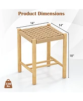 Sugift Dining Stool Set of 2 with Rubber Wood Frame