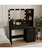 Slickblue Newly Designed Smart Mirror Dressing Table with Drawers and Storage Cabinet for Modern Elegance