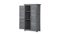 Slickblue Wooden Garden Shed 3-tier Patio Storage Cabinet Outdoor Organizer Lockers with Fir Wood