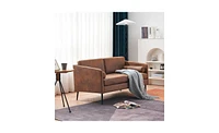 Slickblue Hot Stamping Cloth Two-Seater Surrounding Chair with Pillow, Indoor Sofa, Brown