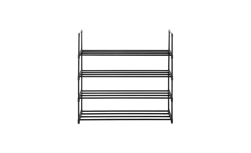 Slickblue 4 Tiers Shoe Rack Shoe Tower Shelf Storage Organizer For Bedroom, Entryway, Hallway, and Closet Black