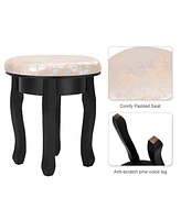 Sugift Vanity Makeup Table Set Bedroom Furniture with Padded Stool