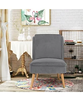 Inolait Velvet Accent Armless Side Chair with Rubber Wood Legs for Bedroom