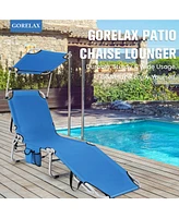 Vebreda 5-Position Adjustable Outdoor Chaise Chair Recliner Chair with Canopy Shade