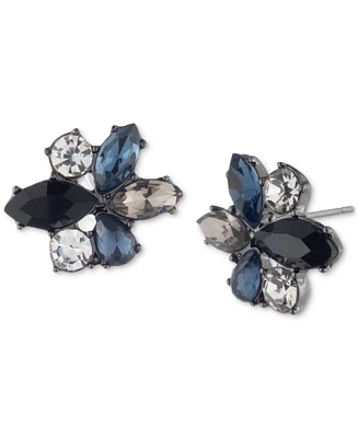 Givenchy Hematite-Tone Stone & Crystal Marquise Cluster Stud Earrings