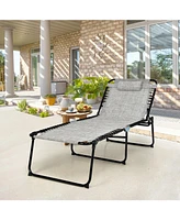 Sugift 4 Position Folding Lounge Chaise with Adjustable Backrest and Footrest