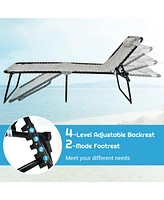 Sugift 4 Position Folding Lounge Chaise with Adjustable Backrest and Footrest