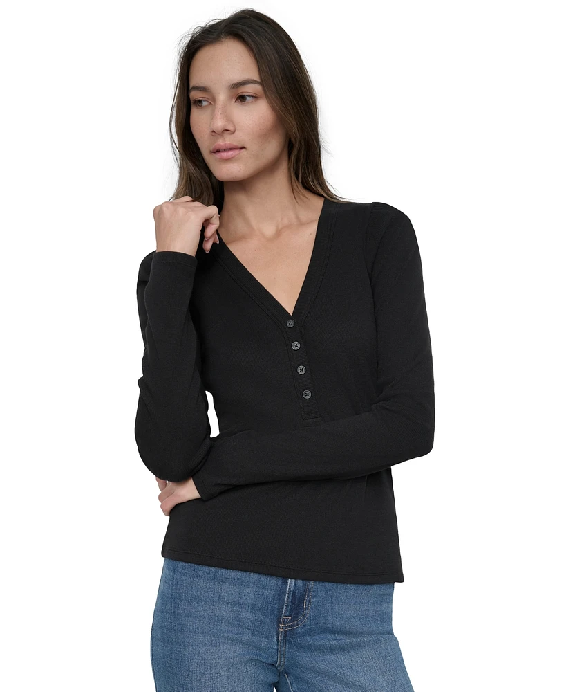 Dkny Jeans Petite Puffed-Shoulder Knit Top