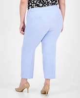 Kasper Plus Stretch Crepe Fly-Front Pants