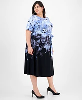 Kasper Plus Ombre Floral Tied Dress