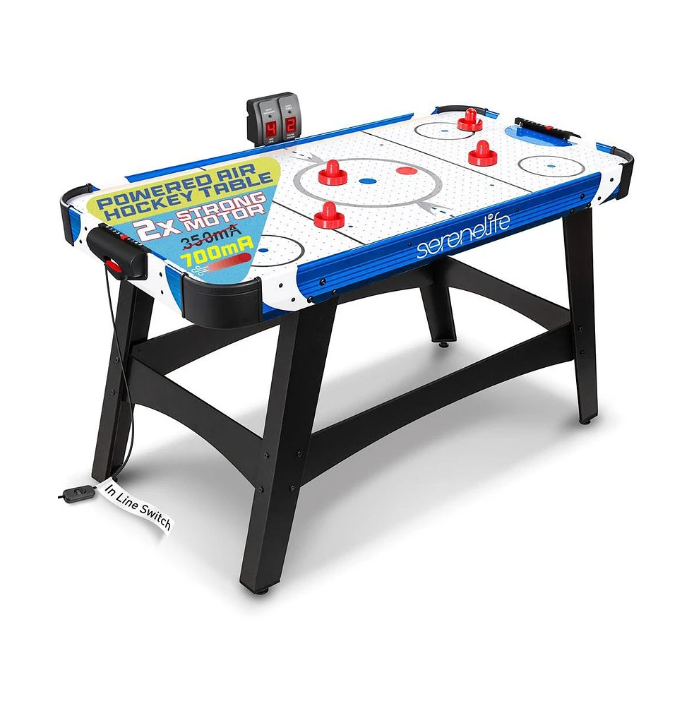 SereneLife 54" Air Hockey Table with Digital Led Scoreboard and 12V Fan Motor