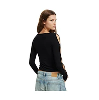 Cotton On Women's Bow Detail Long Sleeve Top