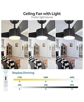 Garmin Gaomon Ceiling Fan with Lights Remote Control 3CCT Dimmable 7 Speeds Reversible Noiseless Dc Motor Ceiling Fan for Low Ceiling Kitchen, Living