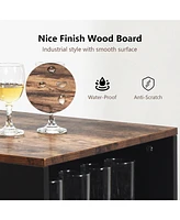 Sugift 3 Pieces Bar Table Set with Storage