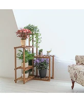 Unho 6-Tier Wooden Garden Tiered Flowers Display Plant Stand for Outdoor Yard Decor