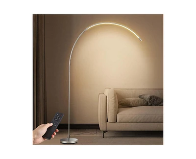 gaomon Arc Floor Lamp for Living Room, 71" Remote Control Dimmable Led Floor Lamp with 3 Color Temperatures 2700K-5000K Stepless Dimming Curved Modern