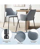 Gymax Dining Chairs Set of 2 w/ Curved Backrest Wide Seat & Armrests Durable Frame Gray