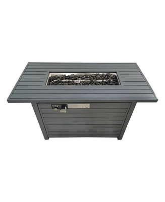 Mondawe 25'' H x 42'' W Steel Outdoor Fire Pit Table with Lid (Gray)