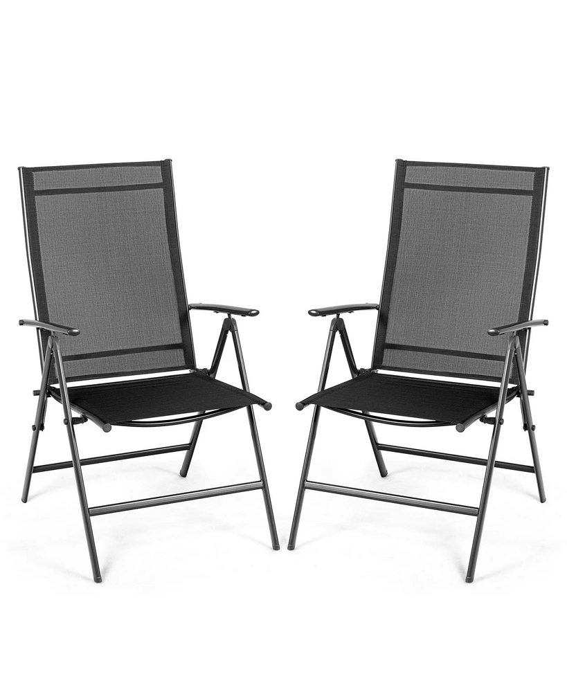 Sugift Set of 2 Adjustable Portable Patio Folding Dining Chair Recliners