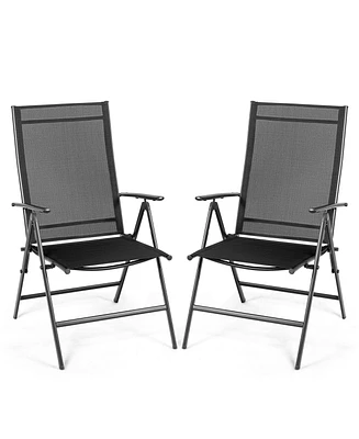 Sugift Set of 2 Adjustable Portable Patio Folding Dining Chair Recliners