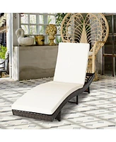 Inolait Patio Folding Chaise Lounge with 5 Adjustable Levels and Cushion